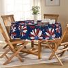 Horaldaily 4th of July Tablecloth 60×60 Inch Round, Patriotic Memorial Day Red and Blue Print Flowers Independence Day Washable Table Cover for