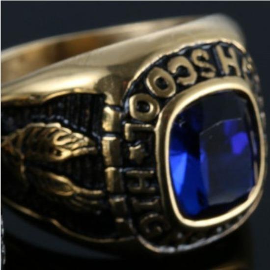 Europeisk och amerikansk titanstål örn bokstav ädelsten ring vintage crompunk hipster rostfritt stål graverad ring