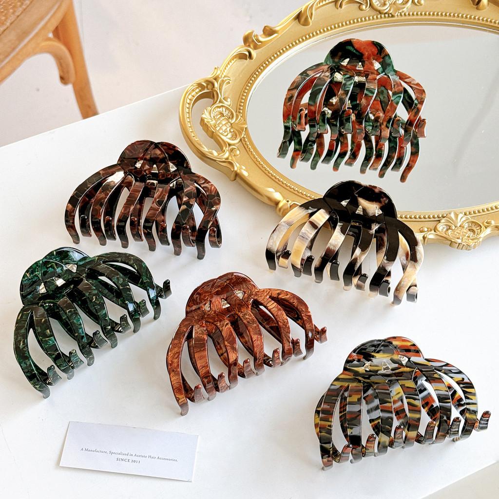 Stylish Retro Acetate Pumpkin Hair Claw Clip For Women With High Volume Hair