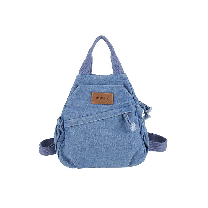 Stor Kapacitet Denim Ryggsäck Multifunktionell Bröstväska Dam Axel Crossbody Väska