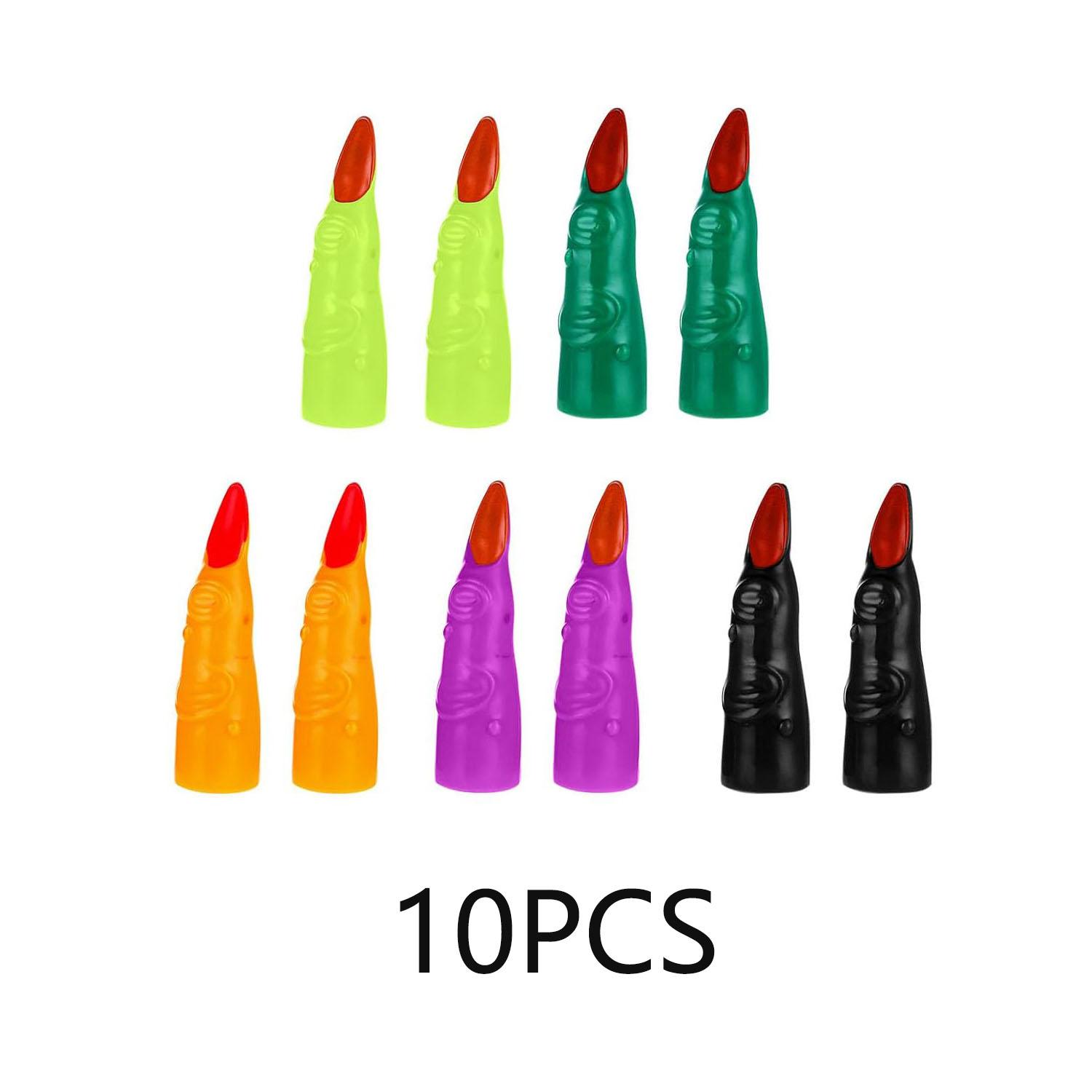 

10Pcs Halloween Witch Fingers for Reading Kids Martian False Claws Nails Fake Zombie Cosplay Finger Tips Costume Accessory