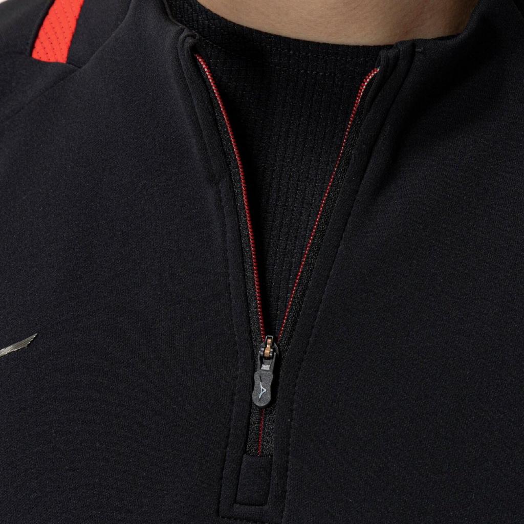 Soccer wear MORELIA training top, half-zip, long-sleeve shirt, P2MCC005, unisex, black, size L