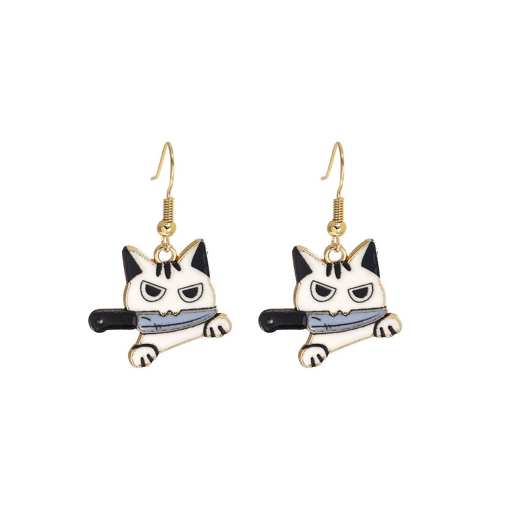 Fun Cartoon Cute Kitten Earrings, Creative Simple Earrings Animal Earrings