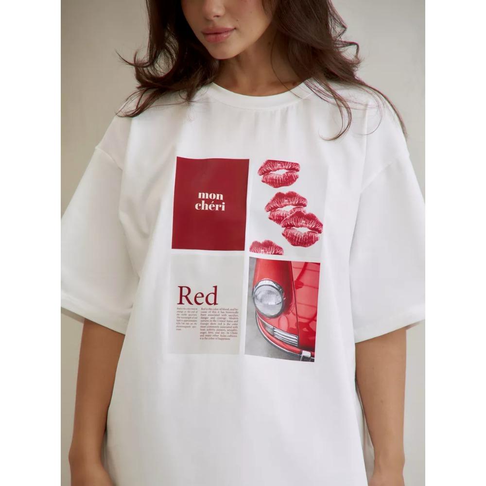 

European American Hot Girl American Y2K Design Printed T-shirt Summer Women Ins Pure Cotton High Street Retro Short-sleeved Top M