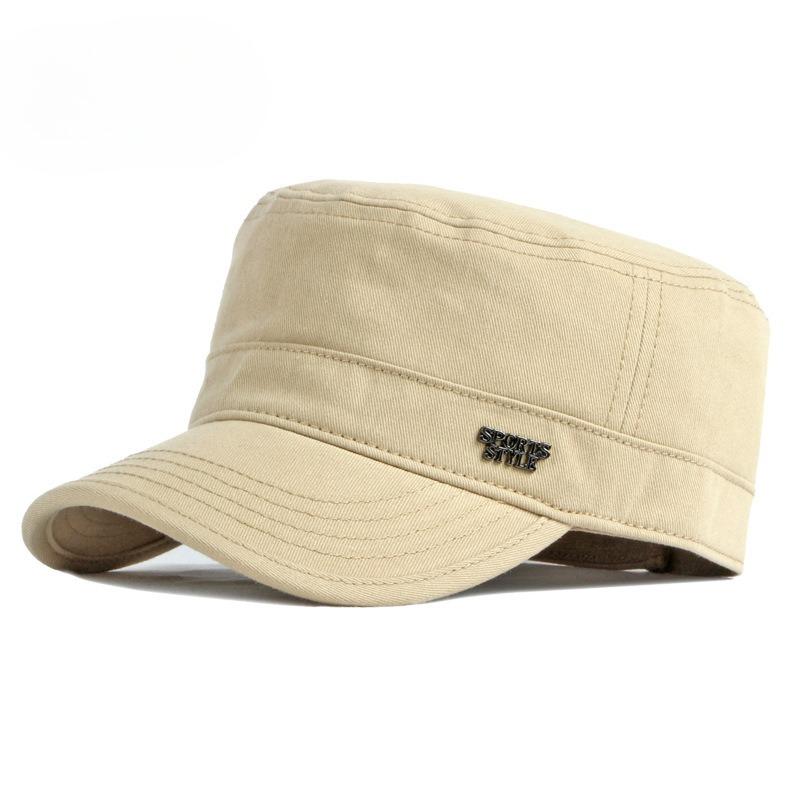 

Men s Flat Top Military Cap Cotton Breathable Cadet Hat Korean Style Outdoor Sports Sun Protection Peaked Cap Casual Army Hat 55-60cm хаки