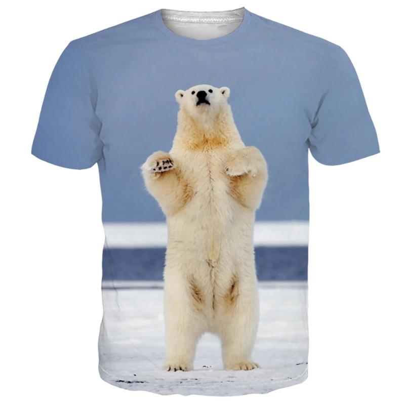 3D Digital Printing Men's Short Sleeves Polar Bear T-Shirt
