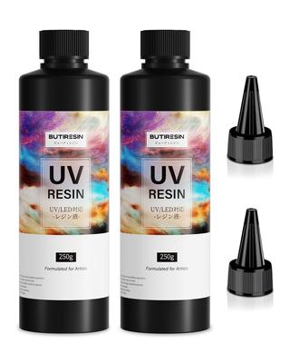 ButiResin 500g UV Resin Liquid, Large Capacity, Hard Type, UV-LED Compatible, High Transparency, Fast Curing, No Yellowing, Low Irritation, DIY Resin