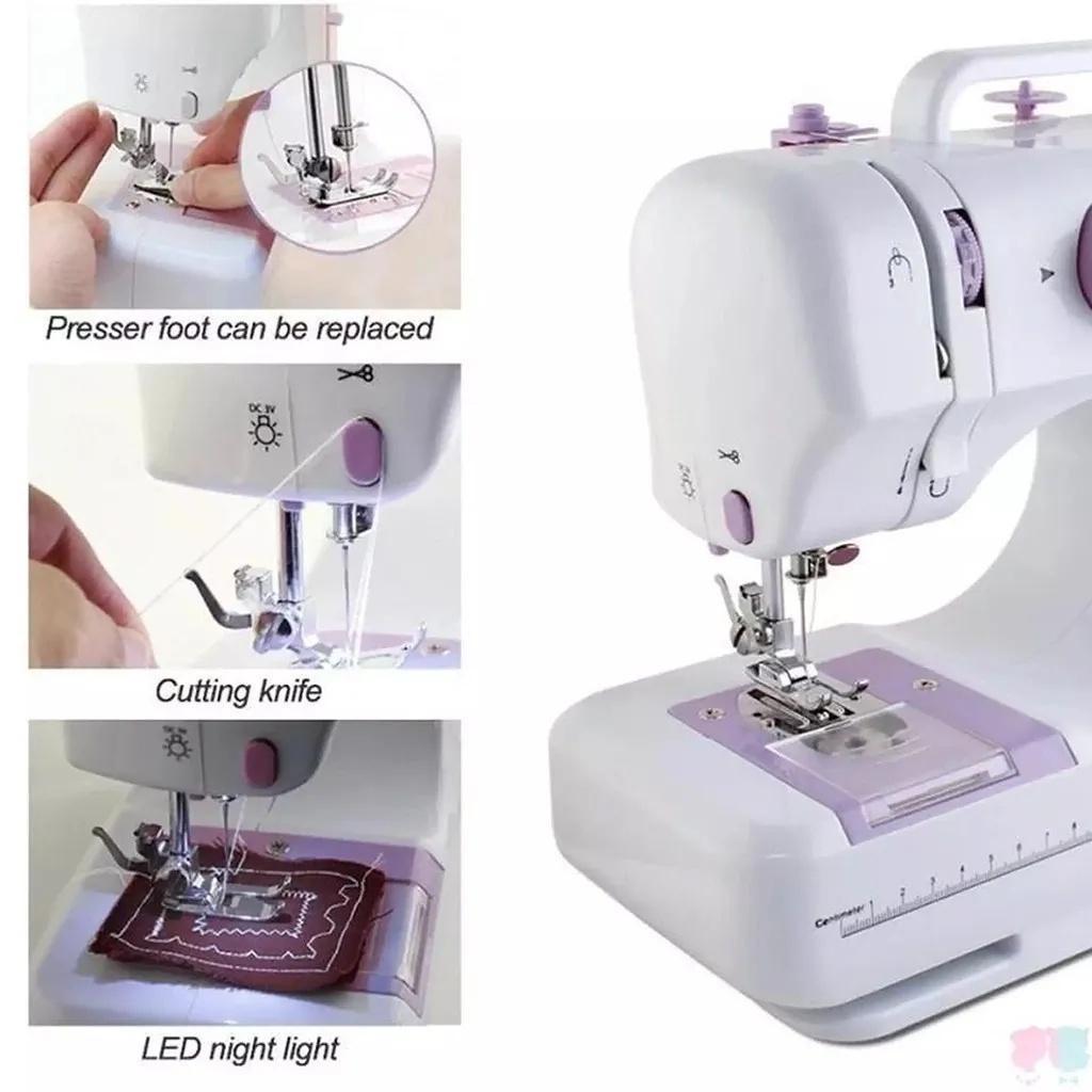 12 Needle Portable Sewing Machine Mini Electric Household Manual Repair Sewing Pressing Foot Pedal Beginner