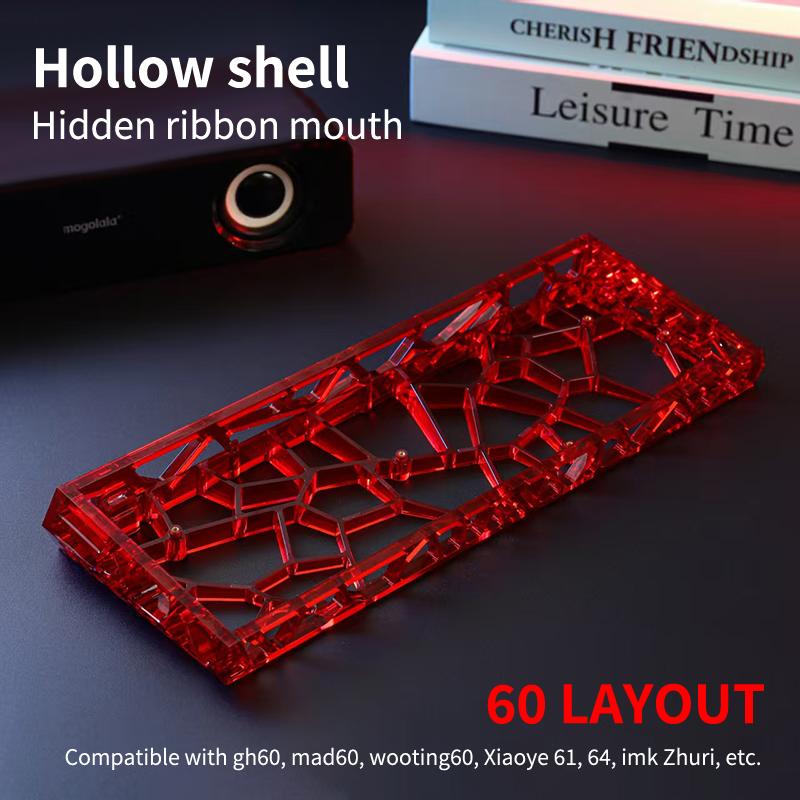 GH60 Hollow Transparent Keyboard Shell, Universal 60% Layout Case For Mechanical Keyboard DIY Custom Accessories