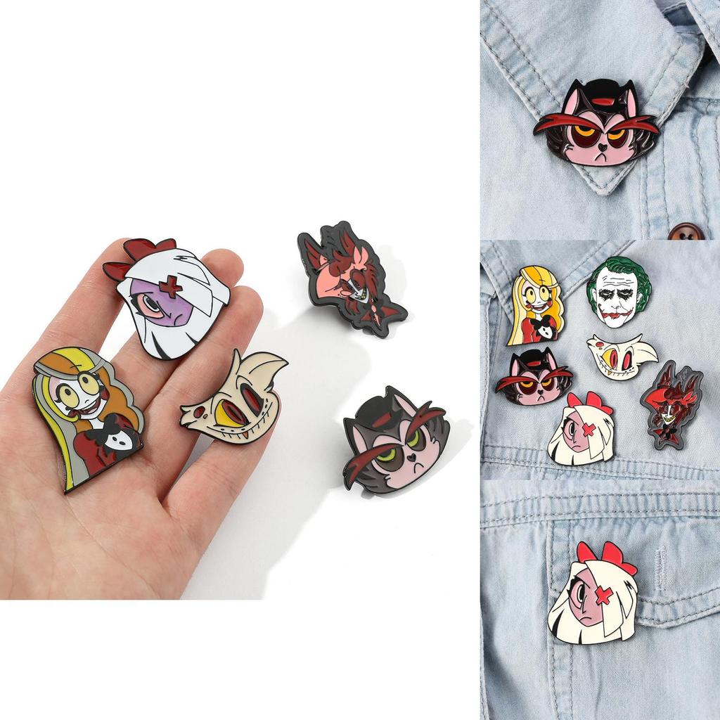 Hazbin Hotel Cartoon Drip Oil Alloy Brooch Geometric Style Factory Direct Sales