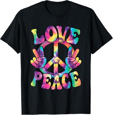 Liebe Friedenszeichen 60er 70er Outfit Hippie Groovy Damen Mädchen T-Shirt