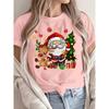 Christmas Santa and Reindeer Print Crew Neck T-Shirt Harajuku Sleeve Women's T-shirt Clothing Street Tops Tees Aesthetic Clothes