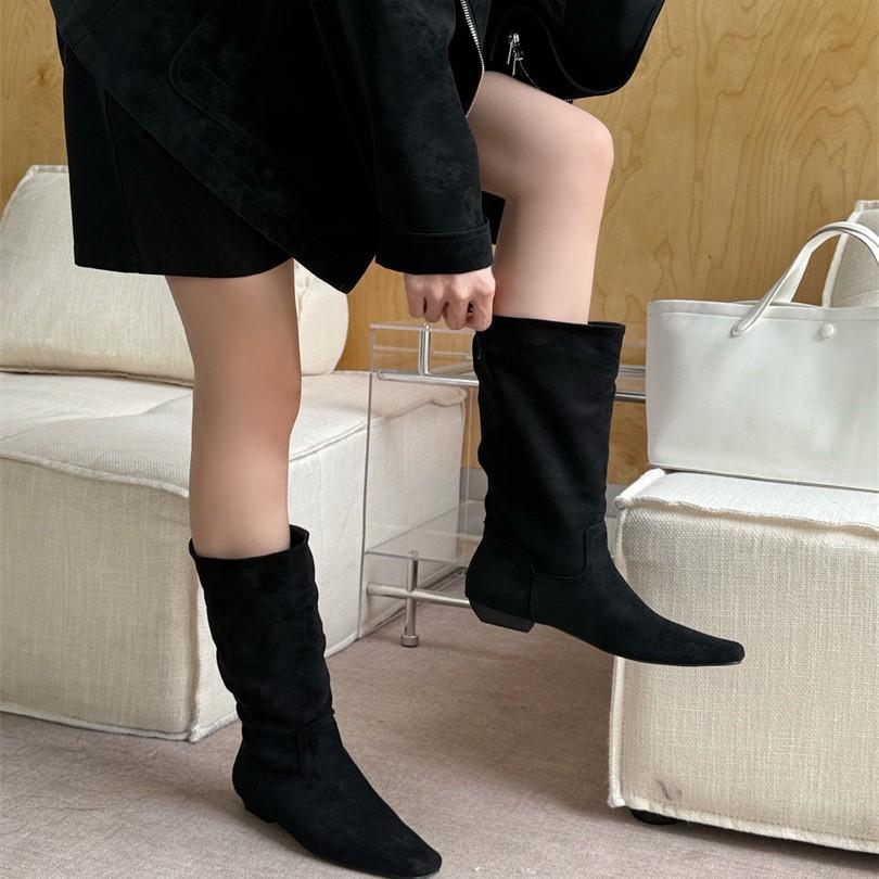 Niche design thick heel straight short boots women's 2025 autumn new western cowboy boots pointed middle boots Martin boots