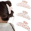 1pc Delicate Diamond Hair Clip Pink Rose Shark Clip Red Cherry Hair Clip Purple Floral Ponytail Clip Hair Accessory