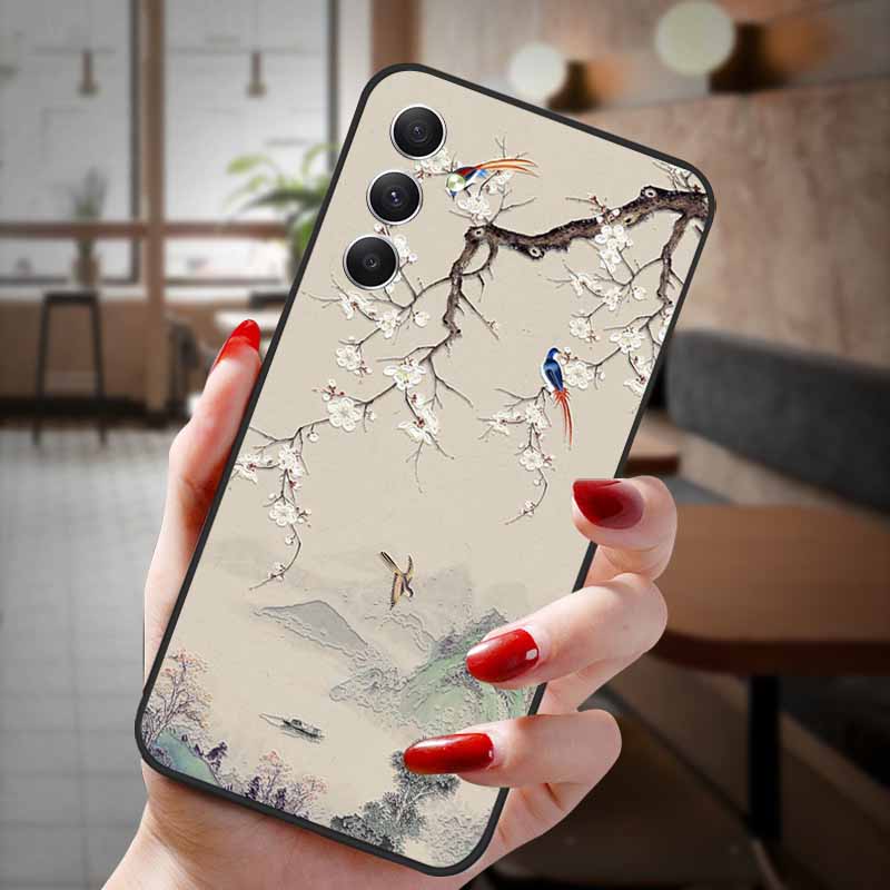 For Samsung Galaxy A55 5G Case 3D Emboss Floral Relief Silicon TPU Soft Phone Cover for Galaxy A15 A25 5G Bumper Funda A 55 A35