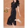 Summer new retro elegant wind lotus leaf edge flying sleeves cover the flesh temperament showing polka dot dress women