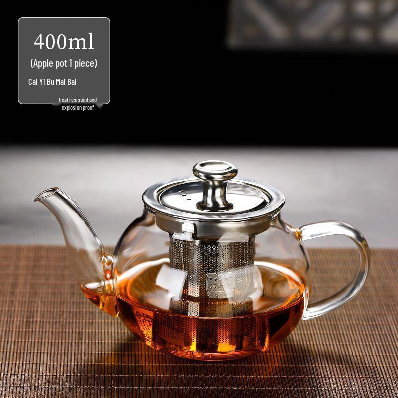Thick Glass Teapot with Filter for Tea and Water Separation Tea and Water Separation Flower Teapot