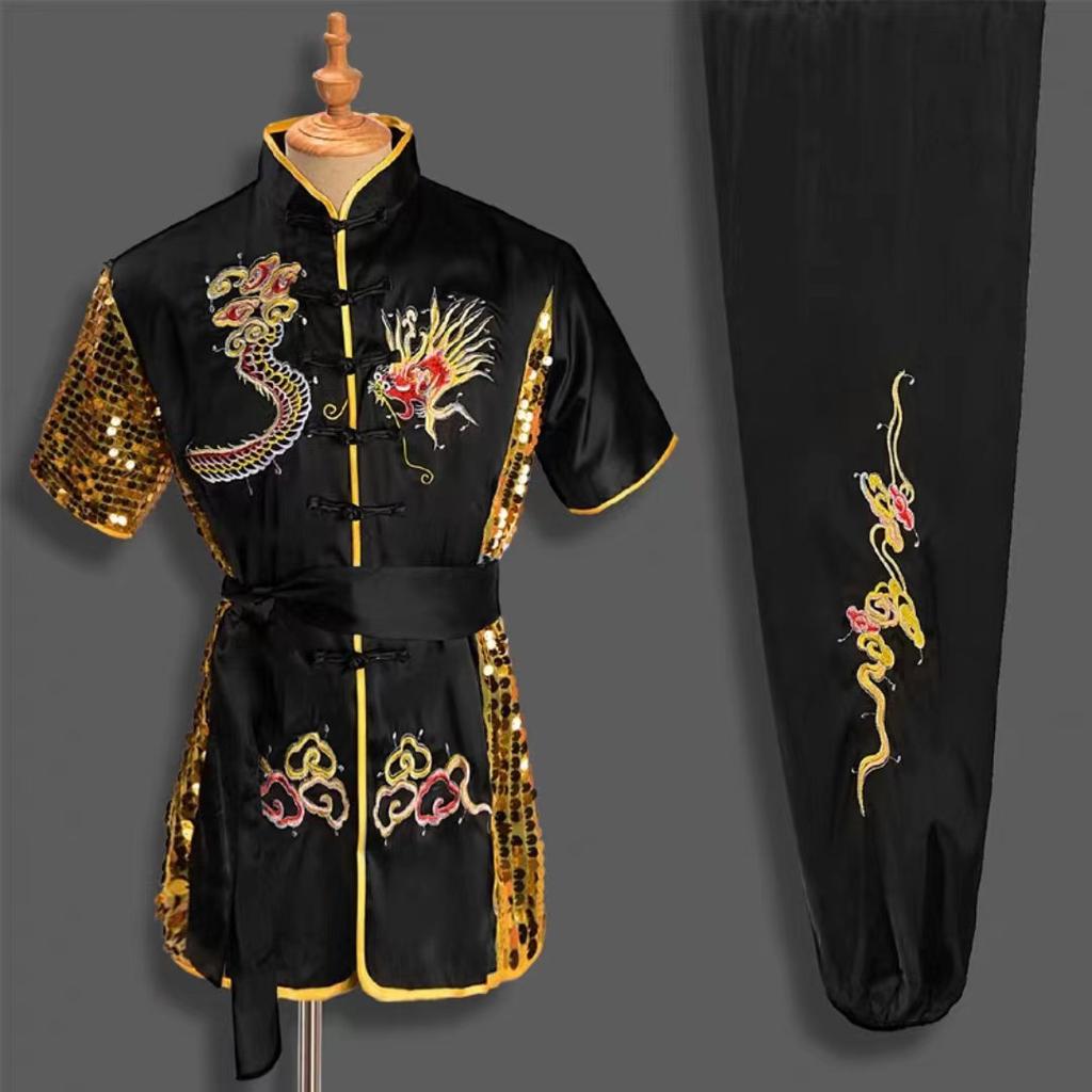 Chinese Style Men Women Embroidered Dragon Kung Fu Suit Tai Chi Wushu Uniform Outdoor Sport Jacket Pants Sets