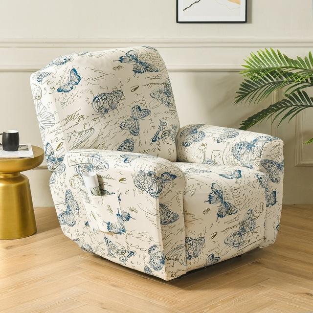 Printed Elastic Recliner Sofa Cover Soft Stretch Single Sofa Covers For Living Room Pets Kid Split Functional Lounger Chair Case