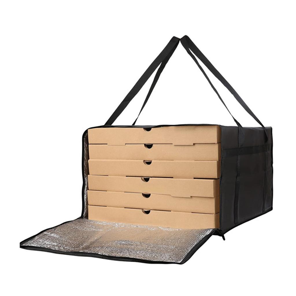 Insulated Bag with Handle Waterproof Nonwoven Fabric Pizza Delivery Bag Portable Food Warmer for Outdoor Picnics