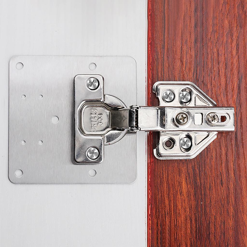 Set of 2 Cabinet Door Hinges Repair Set Includes 1 Hinges Plates and 12 Screws Stainless Steel for Easy Installation