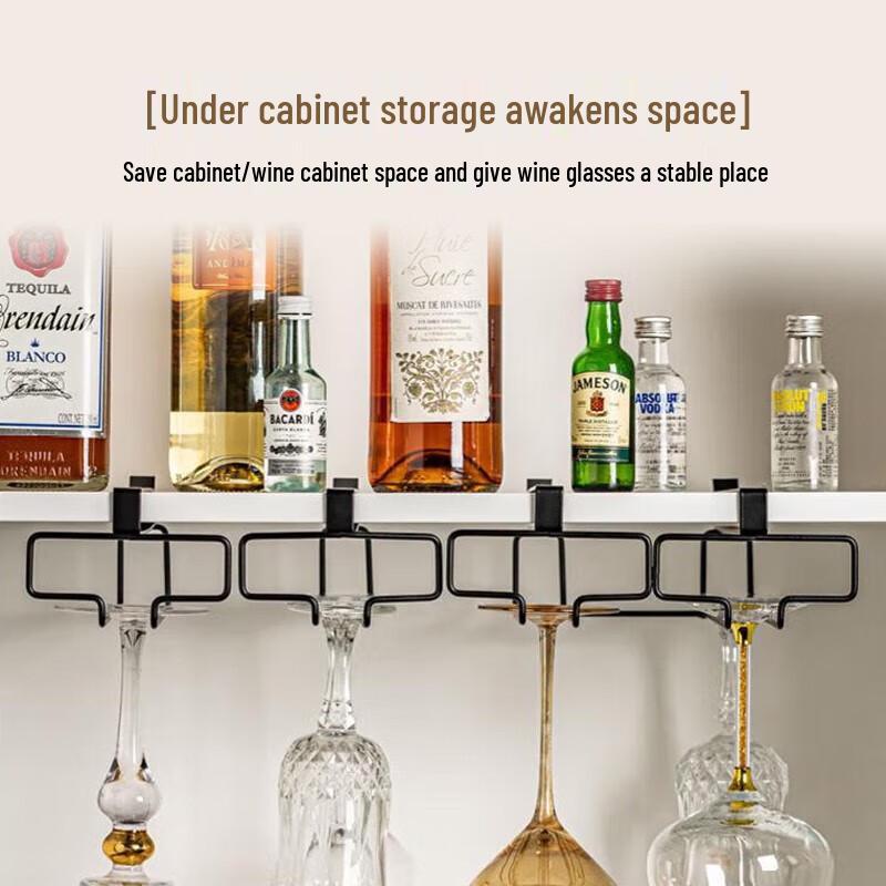 No-Drill Wrought Iron Wine Glass and Cup Storage Rack
