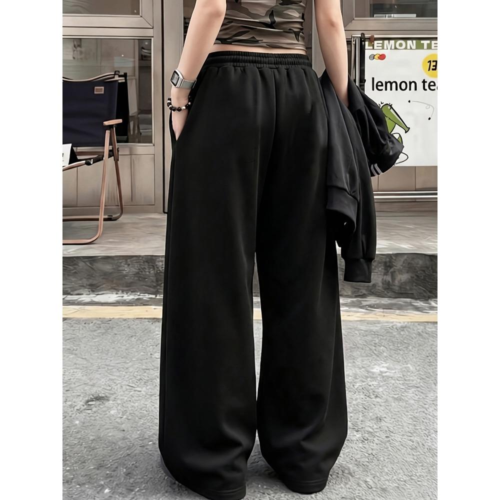 Loose Sports Pants, Pink Plum Blossom Printed Pants, High Waisted Wide Leg Pants, Daily Casual Straight Leg Pants, Comfortable Fabrics