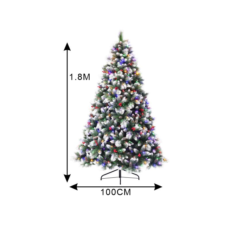 Eco-friendly Flame-retardant Christmas Tree with Red Berries and White Greenery