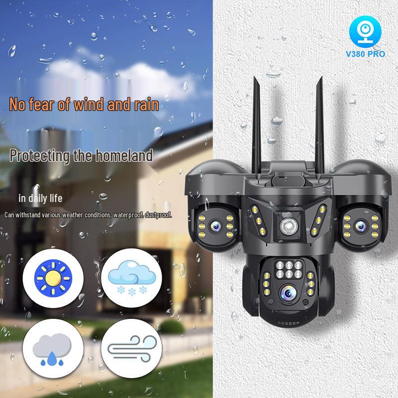 4G Wireless Outdoor Camera with Night Vision and Three-Screen Display for Home Use