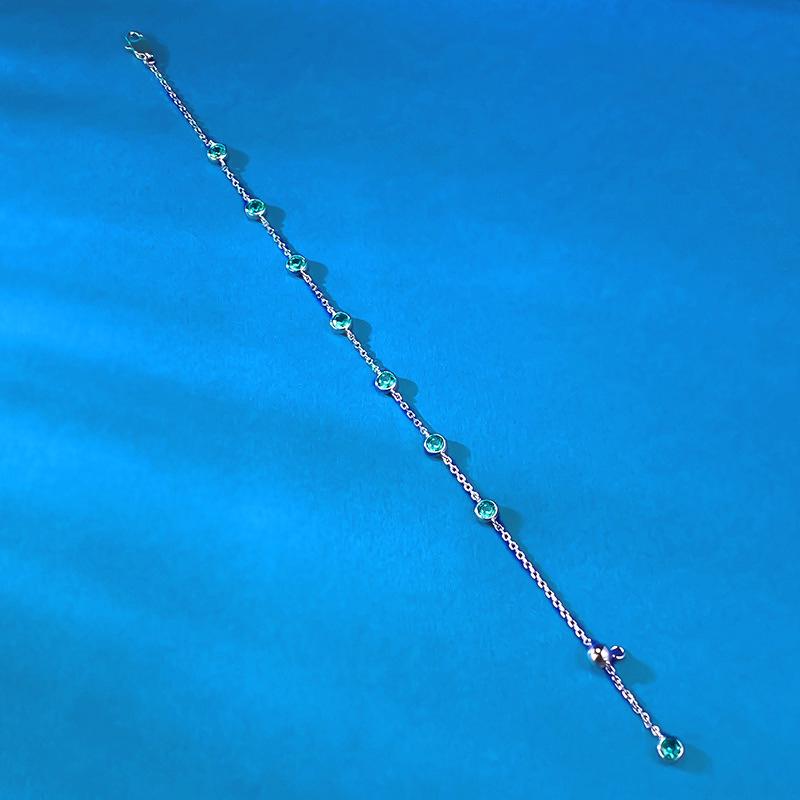 Paraiba Bubble Bracelet: New S925 Sterling Silver, Versatile Fashion Jewelry for Women.