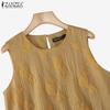 ZANZEA Vintage Womens Sleeveless Retro Ethnic Texture Casual Tank Tops