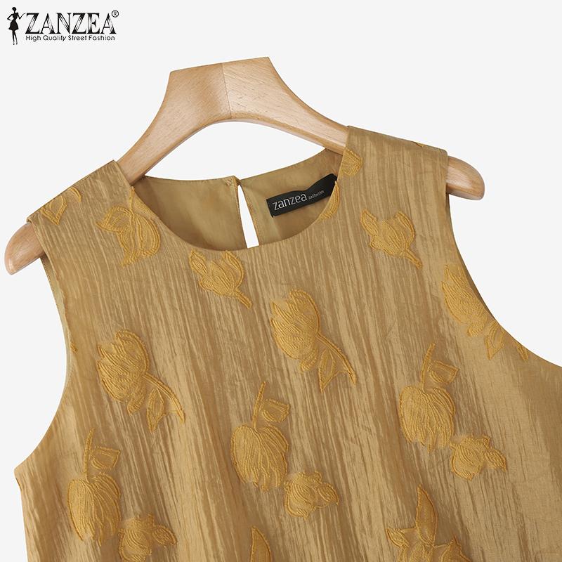 ZANZEA Vintage Womens Sleeveless Retro Ethnic Texture Casual Tank Tops