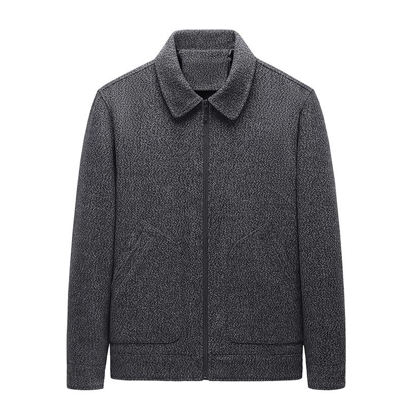 Spring and Autumn New Men's Wool Jacket Fashion Soft and Thick Business Casual Lapel Men's Middle-aged and Youth Jacket