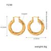 European Retro Style 18k Gold-Plated Copper Twisted O-Shaped Ear Cuff Earrings