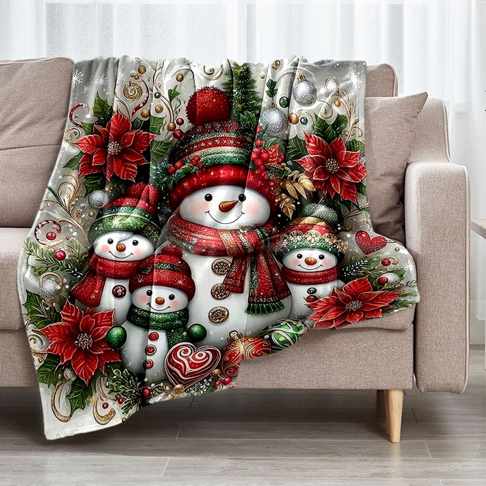 Christmas Theme Printed Blanket - Perfect for Couch, Bed, Travel & Outdoor Use | Machine Washable, Cozy & Durable.