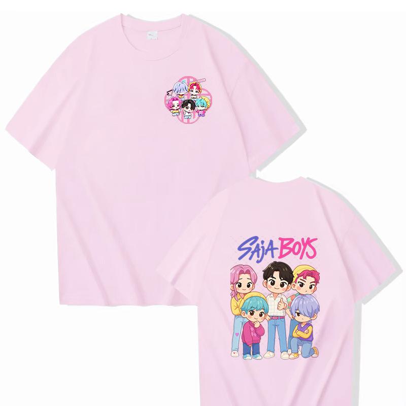 Kpop Demon Hunters Animation T-Shirt Summer Huntrix Saja Boys Street Style T-Shirts Casual Tshirt for Men Short Sleeve Clothing