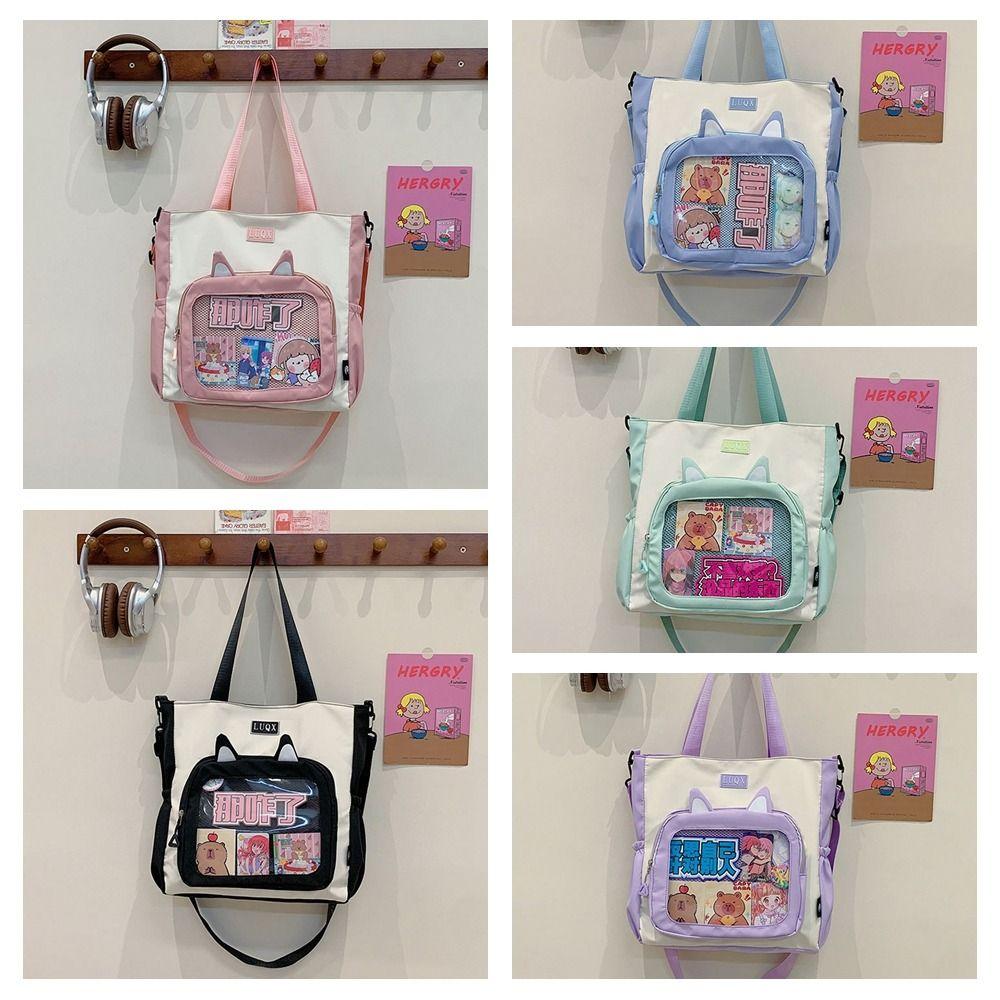Zipper Transparent Crossbody Bag Cat Ear Shoulder Bag Portable Transparent Itabag Women