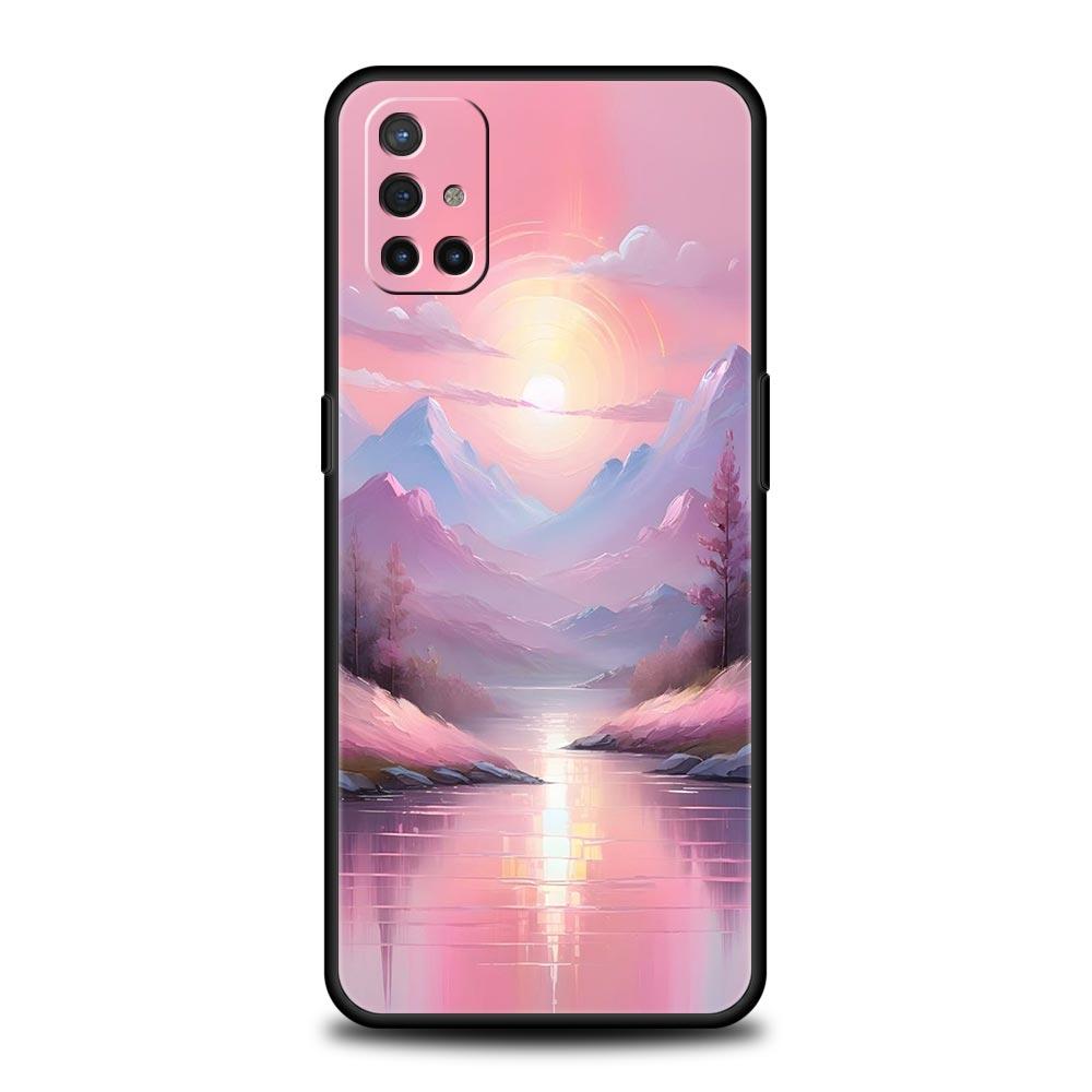 Pink Sunset Mountain Phone Case For Oneplus 13R 13 12R 11 10T 10R Nord N100 N200 N10 10 9 9R 9RT CE 3 2 Z Pro 5G Soft TPU Cover