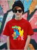 Cute Sesame Street Cartoon Short Sleeve Tee For Children Summer Casual Crewneck Top Boys Girls Age 3-14