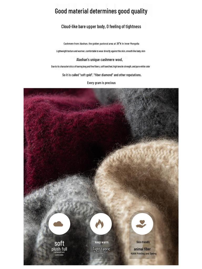 Men's Premium 100% Cashmere Round Neck Sweater - Thick Knit Casual Business Pullover