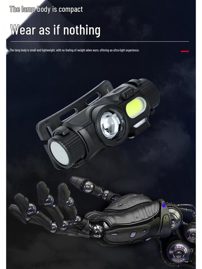 Rechargeable Dual Beam Headlamp with Magnetic Clip for Night Fishing and Outdoor Use