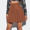PU Pleated Skirt Plus-size Skirt Women Fashion Handsome Leg Long High Waist Tight Thin Pure Color Pure Spice Girl Style Skirt