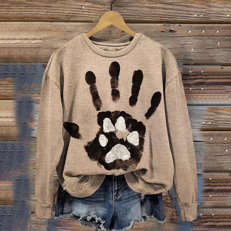 2024 Ny Dam Huvtröja Retro Femmes Söt Katt Konst mönster 3D-tryck Sweatshirts Höst Vinter Långärmad Dam Lös Pullover