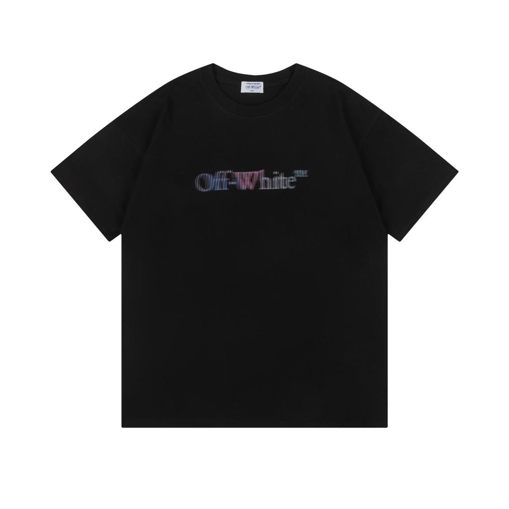 Off-White Nowość Wiosna/Lato 2025 Bluza z kapturem z okrągłym dekoltem i wzorem pękającego anioła OW, T-shirt z krótkim rękawem dla mężczyzn i kobiet