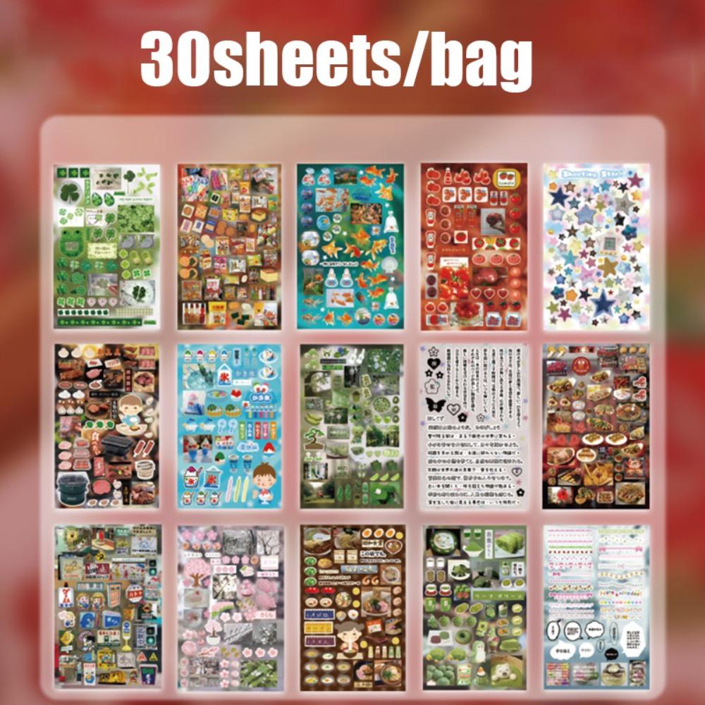 30pcs Cartoon Handbook Sticker DIY Diary Sticker Creative Scrapbook Sticker Stationery Supplies Footprints of Dreams 