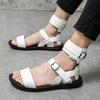 Fashion Summer New Men Gladiators High Tops Belt PU Leather Casual Shoes Breathable Beach Sandals Outdoor Slippers Black White Plus Size