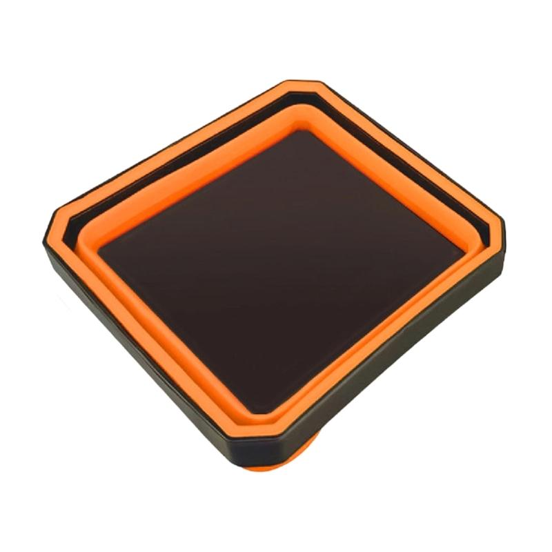 Space Saving Foldable Silicone Magnetic Tray Dish Organizer For Automotive Repair Tool And Hardware With Strong Grip