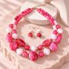 Beaded Necklace with Coordinated Drop Earrings, Double-Strand Layering, and Irregular Acrylic Beads Jewelry Set