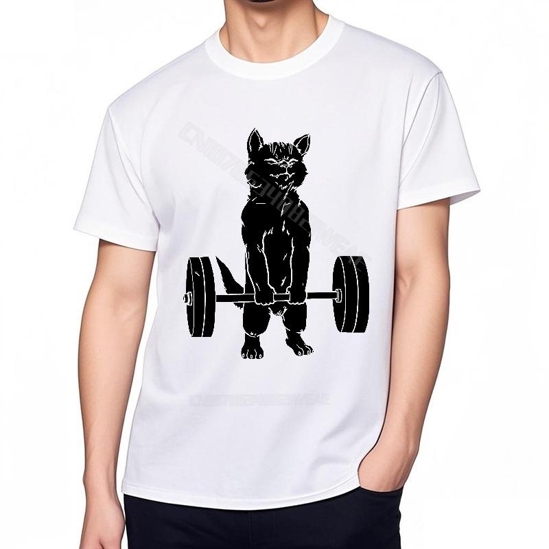 Heavy Weights Daily Wear Basic T Shirt Cool Cotton Unisexs Tshirt Unisexs T Shirt Vintage Classic Tshirt Cat Lifting