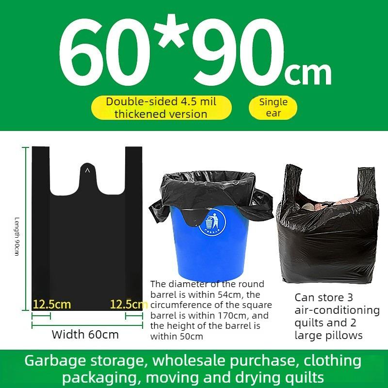 50 Stück Müllsäcke Schwarz Griffbetätigt Große Plastiksäcke zum Umziehen, Kleiderverpacken, Extragroße und Dicke Müllsäcke.